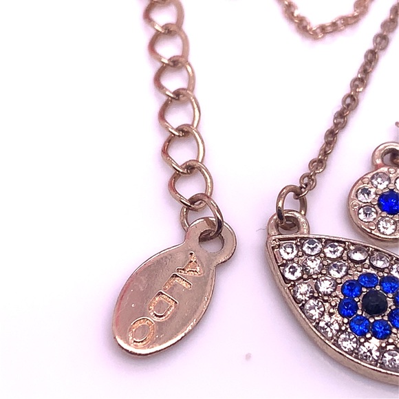 ALDO Double chain Evil Eye Necklace 18” - Picture 5 of 7